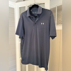 Under Armour Navy & White Stripe Polo